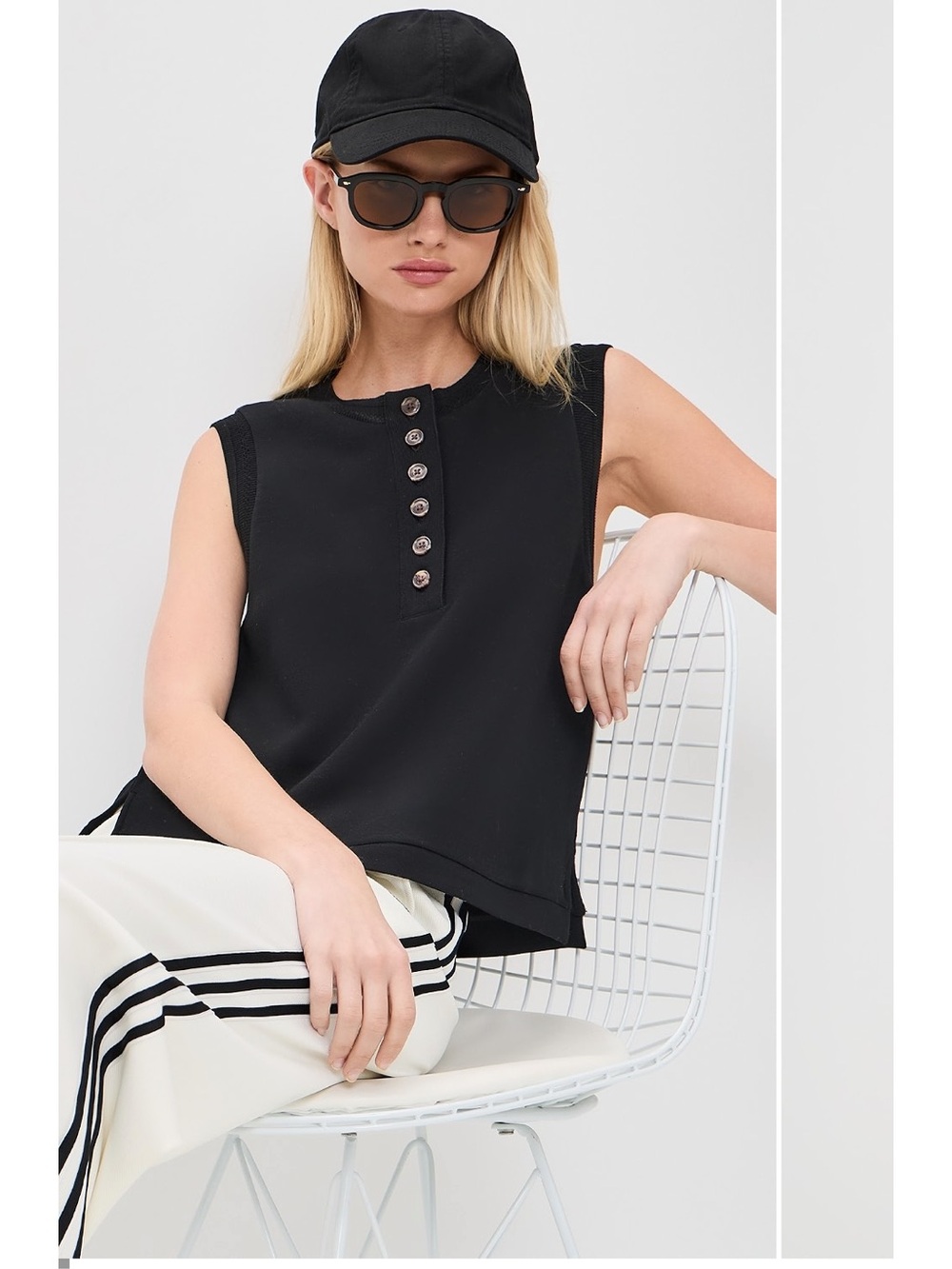 NWT VARLEY Marla Button-Placket TankTop